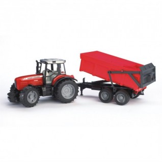 BRUDER Massey Ferguson 7480 Traktör & Römork