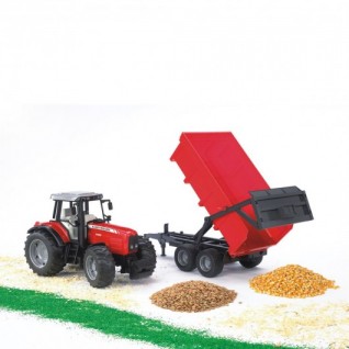BRUDER Massey Ferguson 7480 Traktör & Römork