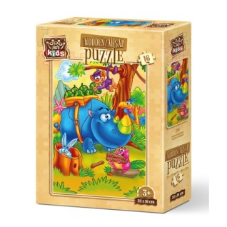 ART PUZZLE Kids Çalışkan Gergedan 16 Parça Ahşap Puzzle