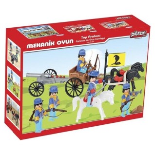 PİLSAN Mini Mekanik Serisi:4 Top Arabası Askeri Oyun Seti