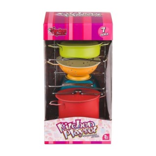 VARDEM 7 Parça Raflı Renkli Emaye Tencere Tava Seti