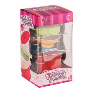 VARDEM 7 Parça Raflı Renkli Emaye Tencere Tava Seti