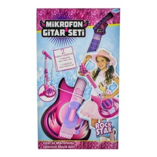 CANDA OYUNCAK Mikrofonlu Pembe Gitar Seti