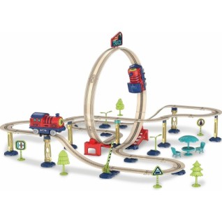 SEHER Şehir İstasyonu 75 Parça Demiryolu - 360° Dönme Hareketi & Pilli Tren Seti