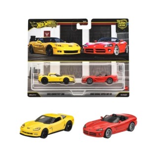 MATTEL Hot Wheels 1:64 Hot Wheels Premium Car Culture 2'li Paket 2002 Corvette Z06 - 2003 Dodge Vıper Srt-10