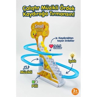 Pilli Işıklı Dön Dolaş Ördek Oyunu Merdivenden Çıkıp Kaydıraktan Kayan Yavru Ördek Oyunu